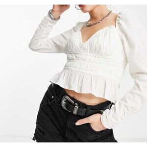 Free People Chloe Ruffle Top Ivory NWT Size XS - MSRP $98.00